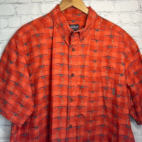 Woolrich Brick Kayak Graphic Button Down Short Sleeve size XL All over Print - Picture 2 of 8